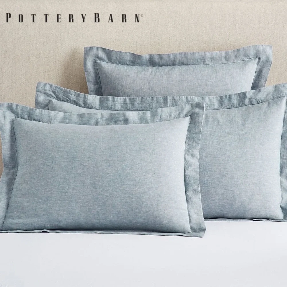 Pottery Barn Belgian Flax Linen Sham in Chambray